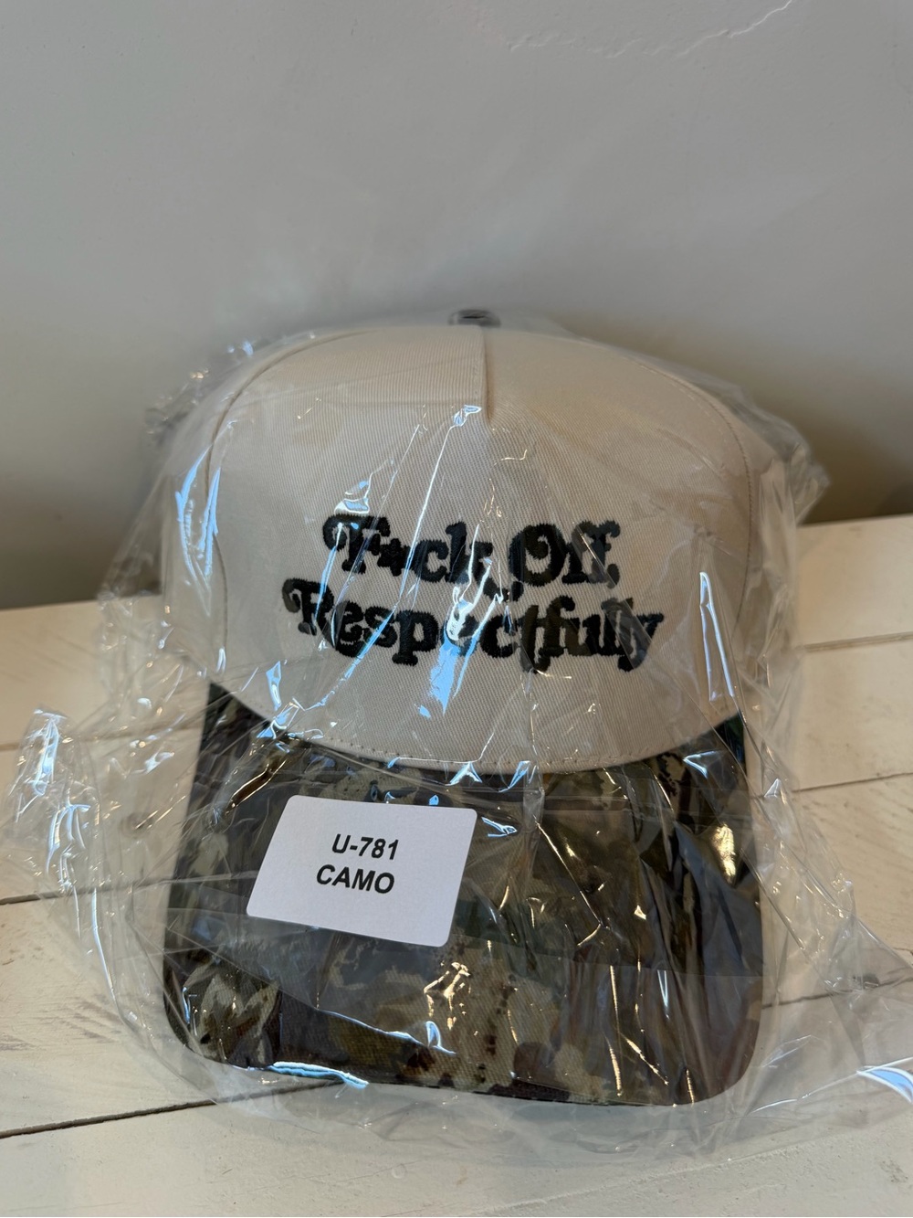 “F Off Respectfully" Embroidered Hat w/ camo brim